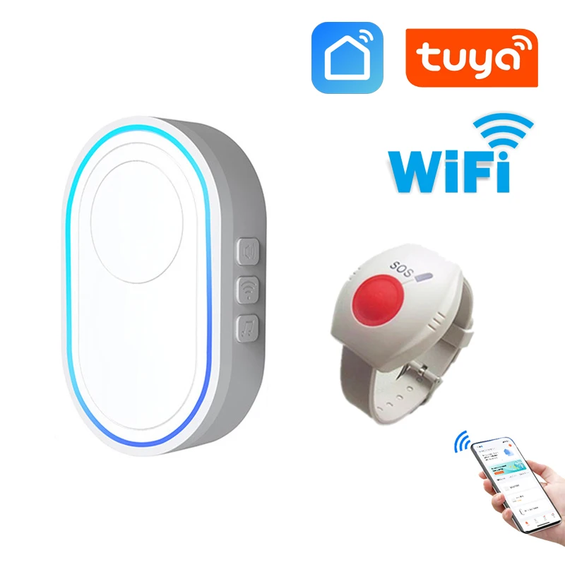 Tuya WiFi Wireless SOS Elderly Care Alarm System Emergency Panic Button Watch Bracelet medical alert button emergency alarm button