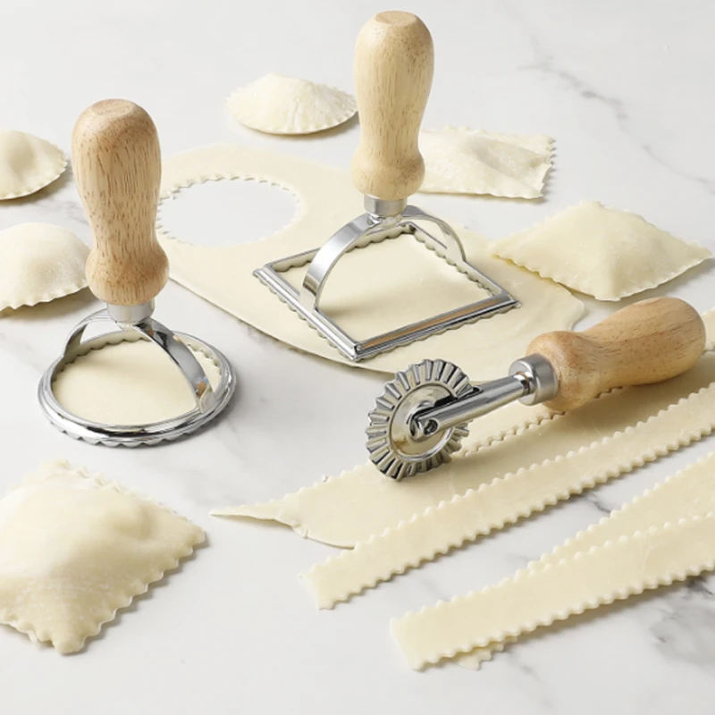 Cookie Cutter Tools 304 Stainless Steel Cookie Cutter Ravioli Pasta Tools Cokies Mold Ravioli Maker Cutters Square Round Pizza Cutting Wheel Tools