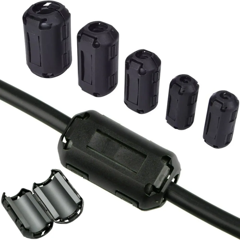For 3.5/5/7/9/13mm Black Cable Connector Filters Holder Ring Core Ferrite Bead Clamp Choke Coil EMI RFI Noise Filter Clip Snap cable filter