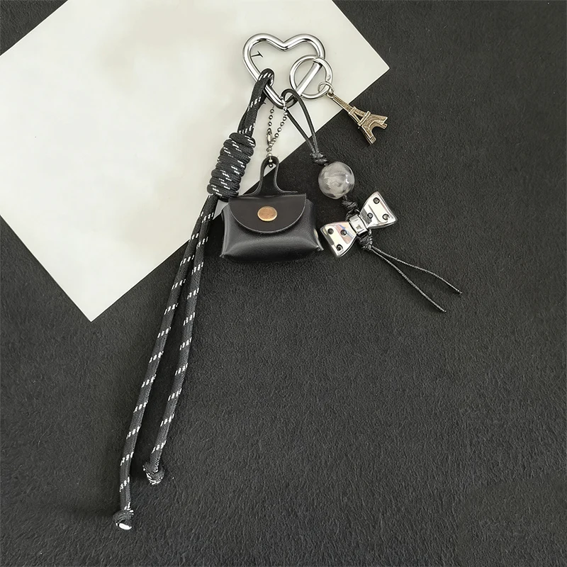 Leather Rope Luxury Bag Key Chain Coin Purse Exquisite Luxury Bag Lucky Pendant Cute Phone Decor Car Key Ring Bag Hanging