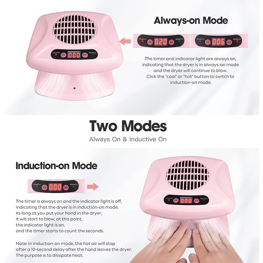 LINMANDA Air Nail Art Dryer With Automatic Sensor 300W Timing Warm Cool Wind  Air Nail Fan Blow Dryer for Both Hands And Feet 3