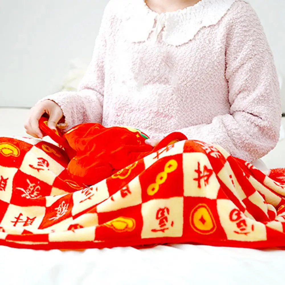 

Cozy Home Decor Vibrant Chinese New Year Blanket Super Soft Wear Resistant Washable Decorative Home Accessory with Non-fading