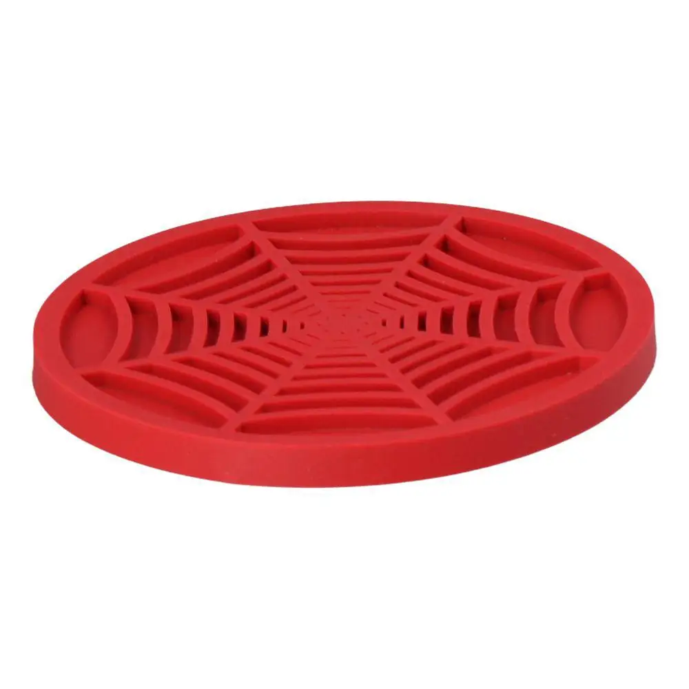 4pcs Spider Web Design Car Cup Coasters Red/ Black Round Shape Spider Web Car Coasters 7cm PVC Material Interior Accessories