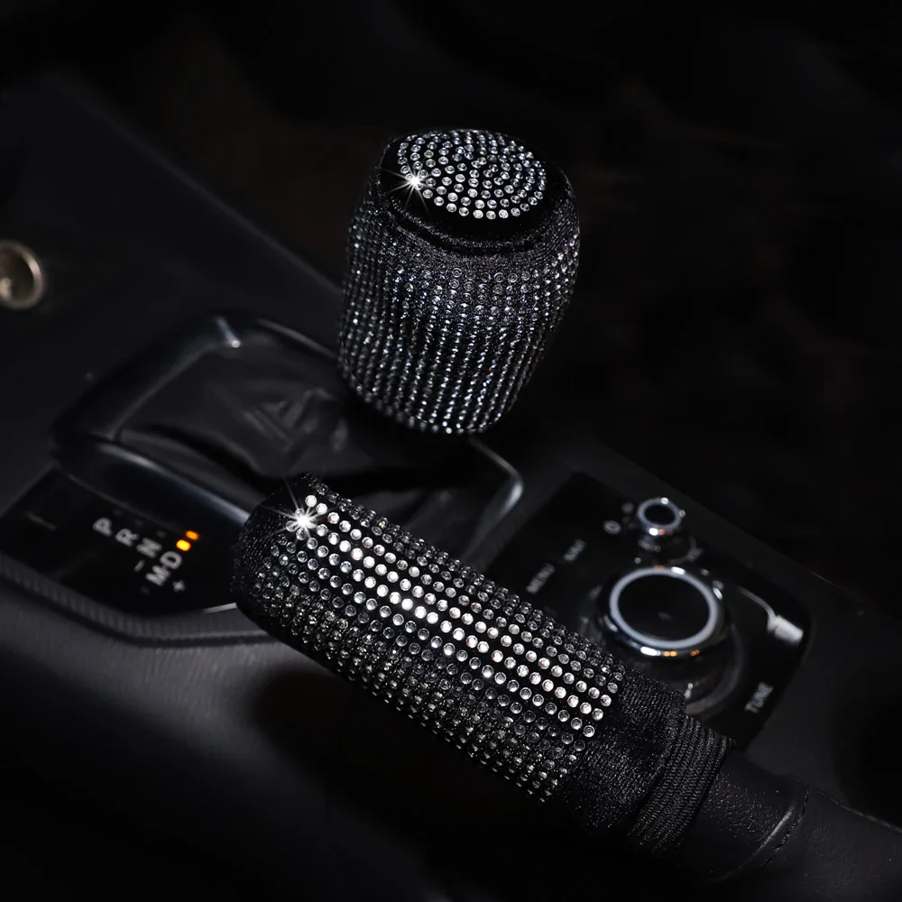 Car Supplies Handbrake Set Flash Diamond Encrusted Plush Leather Cloth Art Breathable GM Interior