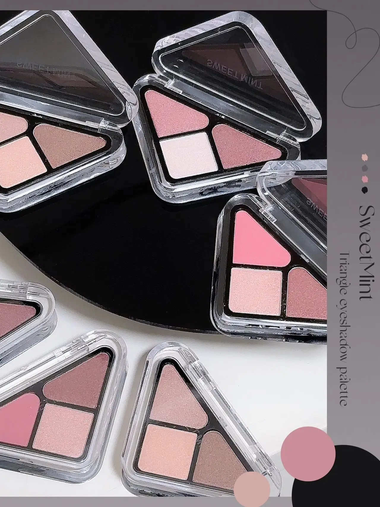 Description Picture 2 of itemNew 3 Colors Eyeshadow Palette Triangle Nude Brown Eye Pigments Low Saturation Pearly Pink Matte Glitter Eye Shadow Eyes Makeup