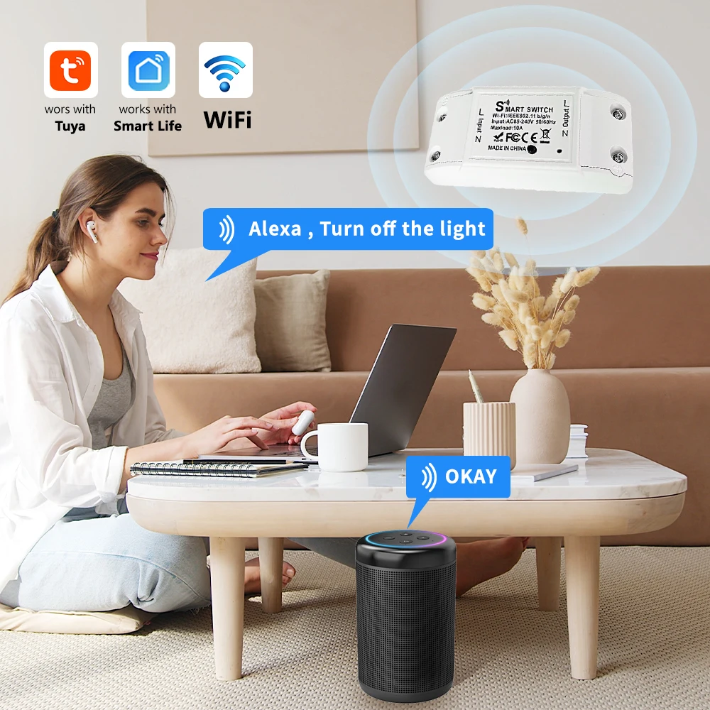 Smart Home Wireless Remote Switch for LED Light Control - Compatible with Voice Assistants