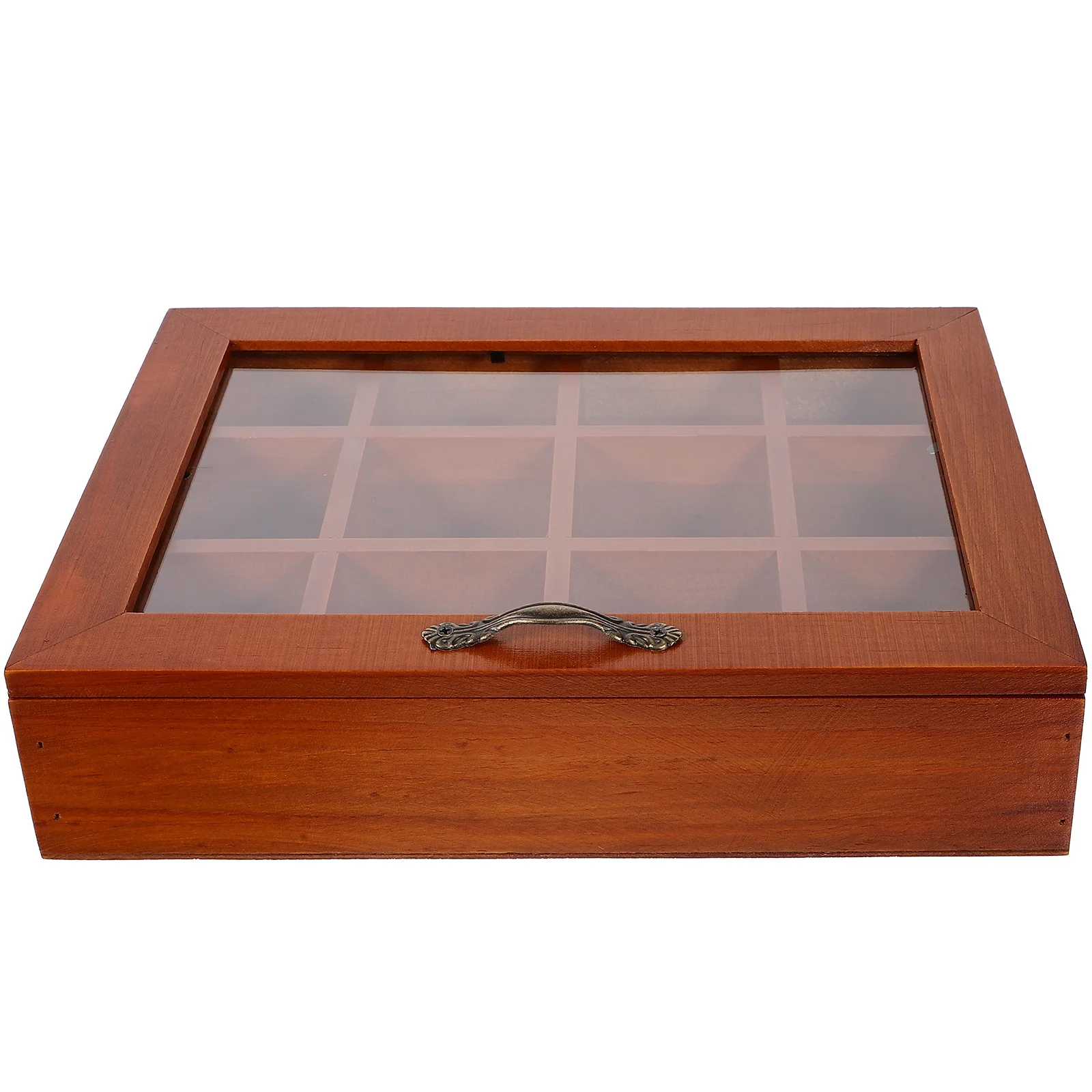 

Grids Wooden Tea Bag Holder Sugar Packets Spice Pouches Storage Case Instant Coffee Bag Boxes With Clear Lid
