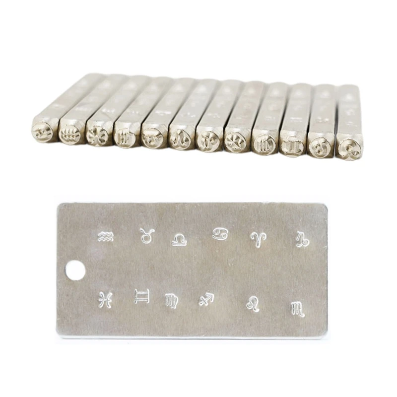 

12Pieces Metal Tool Metal Stamp Set for Wood DIY Craft