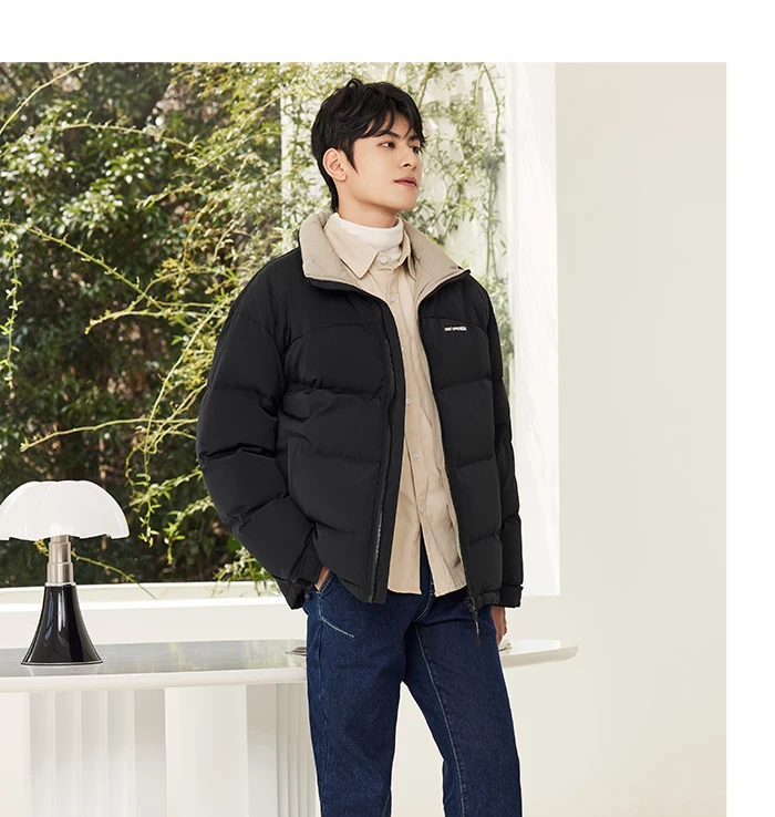 Down Jacket Winter New Three-Proof Top Contrasted Color Versatile Genderless Texture Jacket
