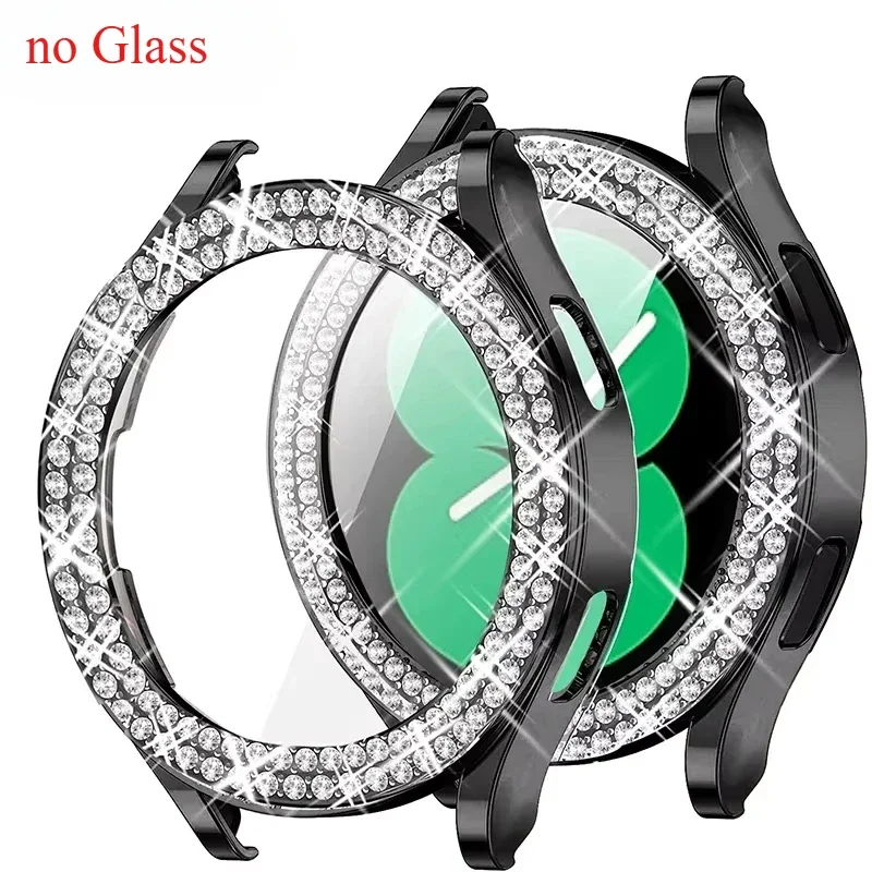 Diamond-Encrusted Protective Watch Case - Shiny Plastic Hard Bumper Cover