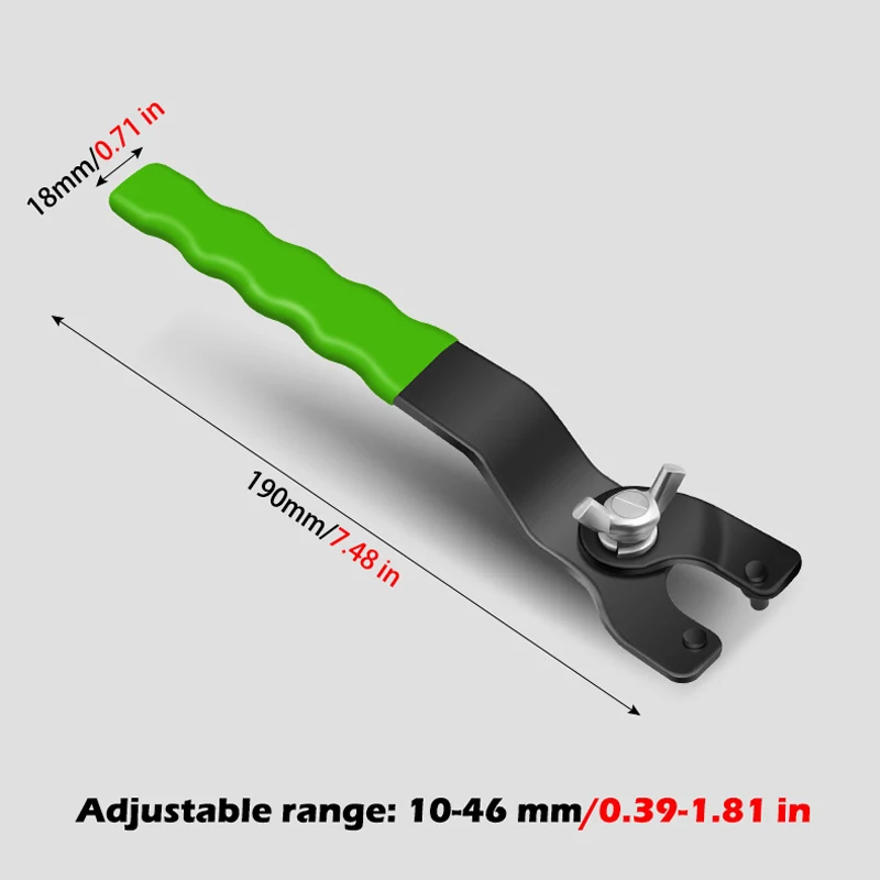 10-46mm Adjustable Angle Grinder Wrench Disassembly Torque Keys Wrapped Rubber Handle For Replacing Grinding Discs Hand Tools