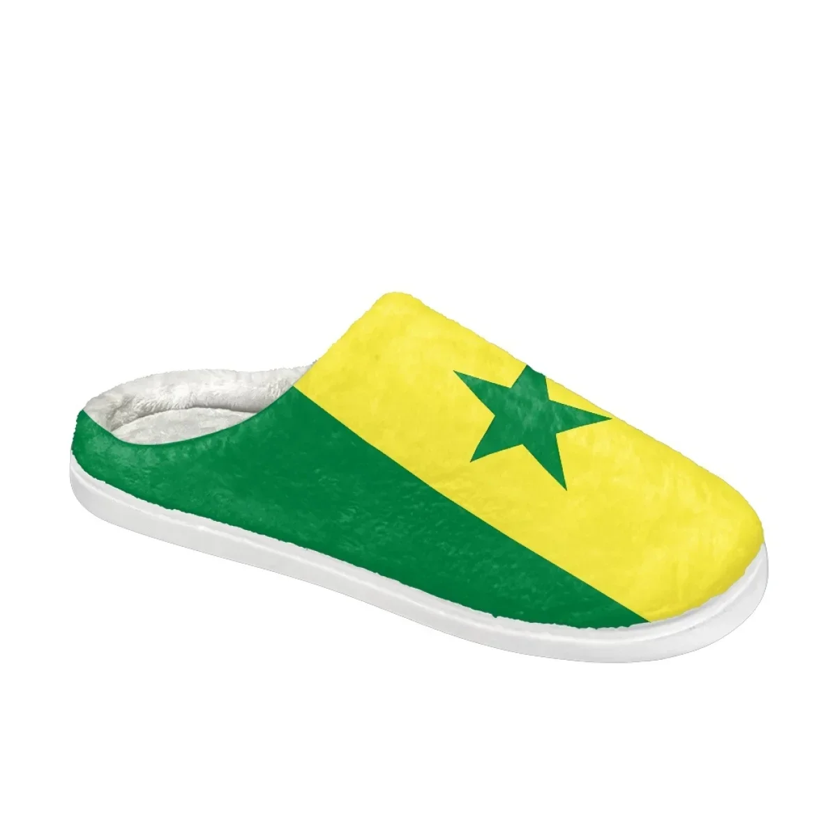Senegalese Flag Design Winter Indoor Female's Slippers Comfotable House Cotton Slippers Zapatos Non-slip Floor Shoes for Women