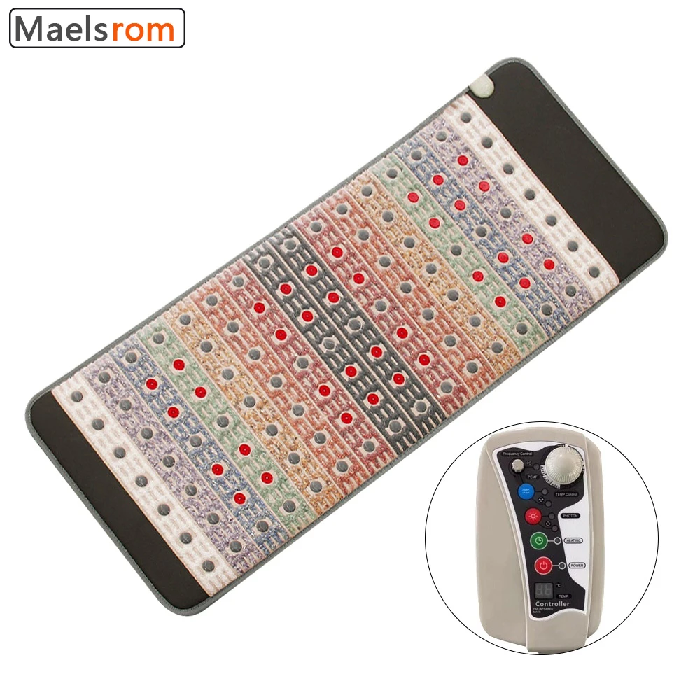 Crystal Healing Mat Far Infrared Heating Black Pad With PEMF Photon Option For Yoga Pain Relief Massage Magnetic Mattress far infrared photon therapy magnetic bio amethyst heating mat negative ion gemstone stone massage mattress relief the pain