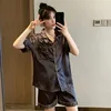 Couleur unie vêtements de nuit soie Satin Pyjamas Couple ensemble à manches courtes Pyjamas costume Pijama femmes hommes vêtements de détente grande taille Pj ensemble