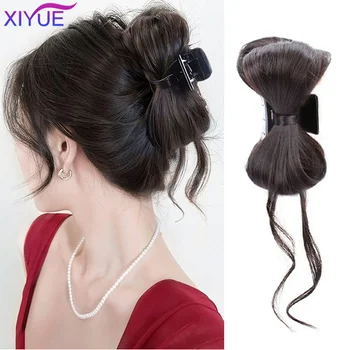 XIYUE   Synthetic Wig For Women With Claw Clip Shuttlecock Head Lazy Style Korean Fluffy Bun Hair Bag