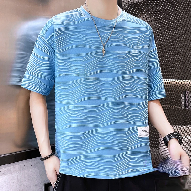 

Casual Men's Short Sleeve Ice Silk Cotton Trackless O-Neck T-Shirt Slim Fit Basic Homewear T Shirts Tee Tops Male Clothing Z65