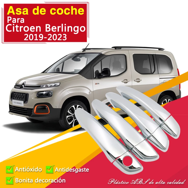 Para Citroen Berlingo 2019 2020 2021 2022 K9 Peugeot Partner Rifter Opel Vauxhall Combo Toyota ProAce City 2019 Manija de la puerta de cromo Cubierta de de los del coche pegatinas tapa| | - AliExpress