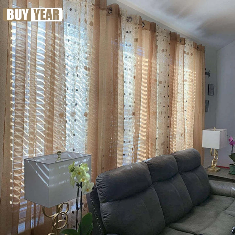 Polka Dot Jacquard Woven Gauze Curtains for Living Dining Room Bedroom Modern Embroidery Embroidery Tulle Window Screens Custom 6