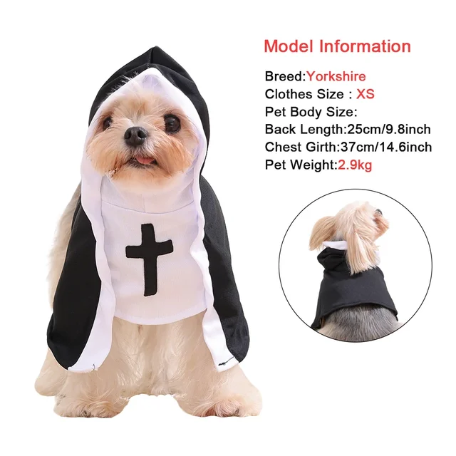 Funny Halloween Cat Cosplay Costumes Dress Up Party Kitten Jesus Nun Clothes for Small Medium Dogs Cats Puppy Pet Accessories 5