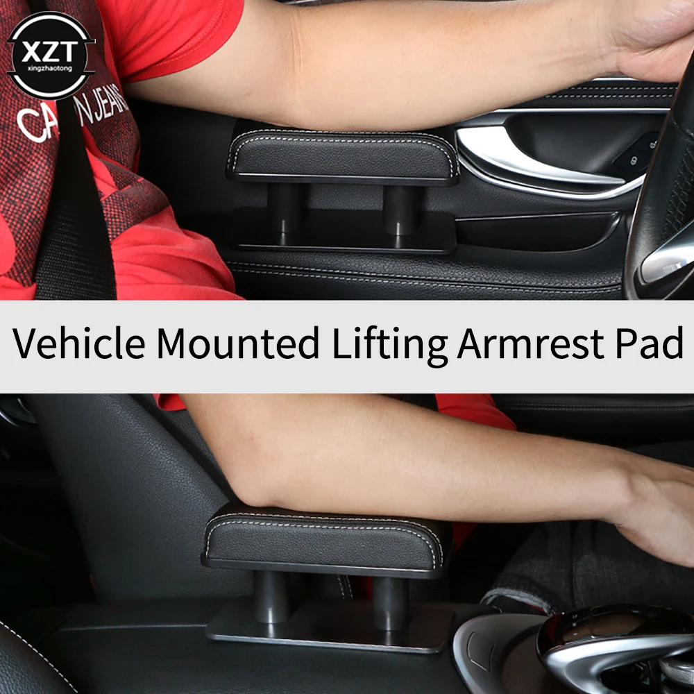 Height Adjustable Car Door Elbow Support - Universal Left Armrest Pad With Memory Function & Anti-Fatigue Design For Most Cars (Black)