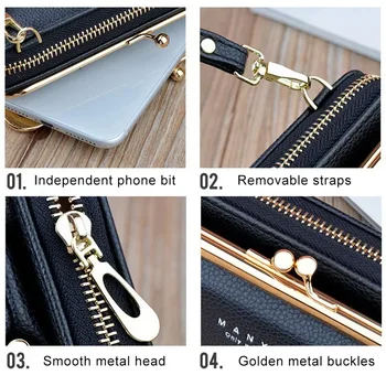 Women's Phone Crossbody Bags Girls PU Leather Large Capacity Portable Shoulder Bag Brand Ladies Purse Fashion Handbag 2