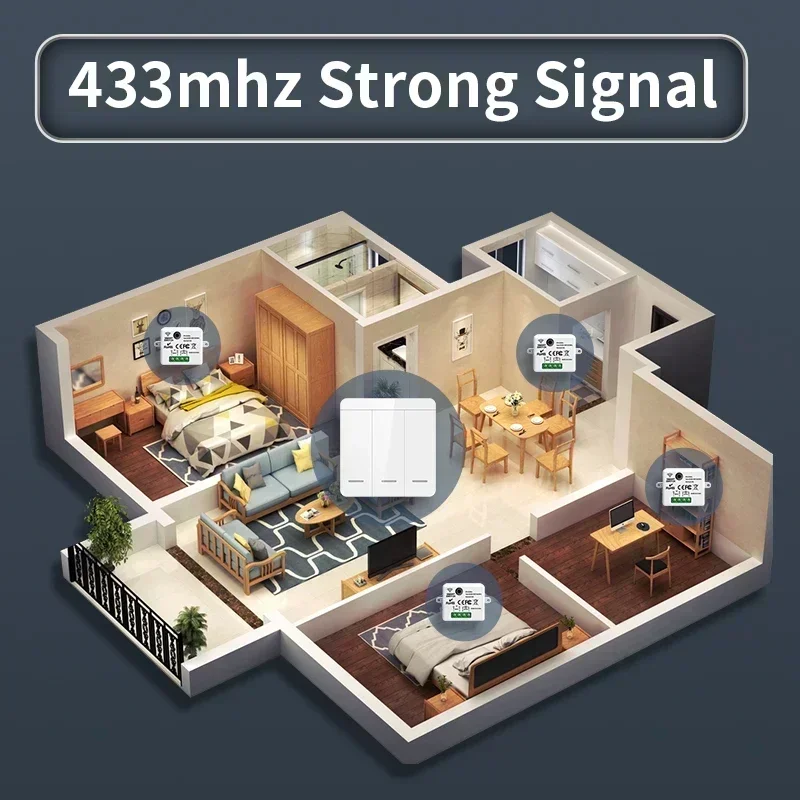 Wireless Light Switch TNCE RF433 Relay Receiver 433Mhz Mini Remote Control 1/2/3Gang Wall Transmitter Switch Led Lamp Fan Smart
