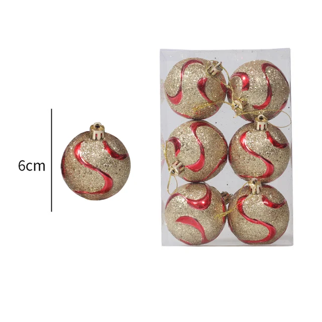 Christmas Balls, 6pcs 6cm Tree Ornaments Shatterproof Xmas Baubles Ball