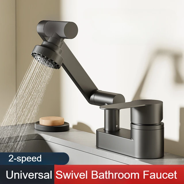 ห้องน้ําอ่างล้างหน้าก๊อกน้ําสองหลุมเย็นและน้ําร้อนห้องน้ําเกียร์สองอ่างล้างหน้า 360 °   ก๊อกวาล์วผสมน้ําหมุนได้ 1