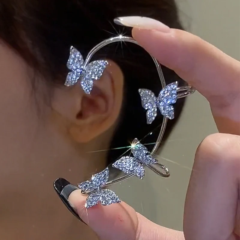 Ear Clip Earrings Snowflake Butterfly Clip for Women Girls Without Piercing Party Wedding Jewelry Gift