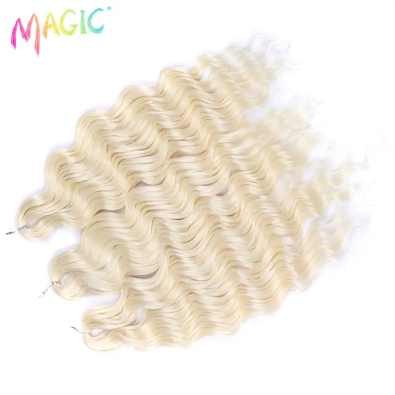 Anna Synthetic Hair 24 Inch Water Wave Braiding Hair Extensions Ombre Blonde Deep Wave Afro Curl Twist Crochet Hair for Women - Image 71