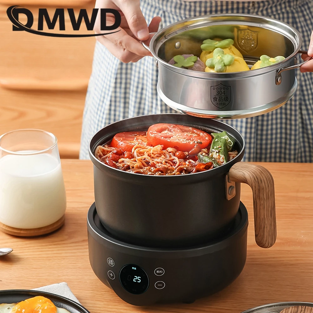DMWD 1.8L Household Electric Cooking Machine Split Frying Pan Food Steamer  Induction Cooker Noodles Soup Maker Hot Pot 110/220V