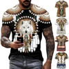 Summer hot selling retro Native American 3D printed Indian style pattern casual personalized short sleeved shirt
