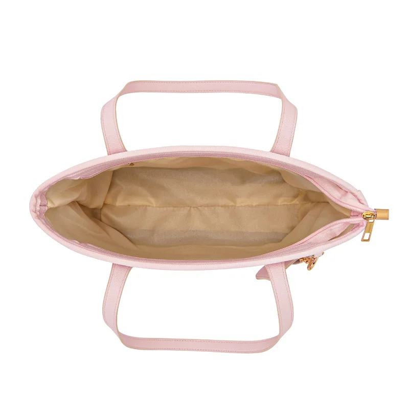 Vintage Printed Tote Bag Cute Pink Travel Bag Large Capacity Women'S Handbag Casual Commuting Shoulder Bag