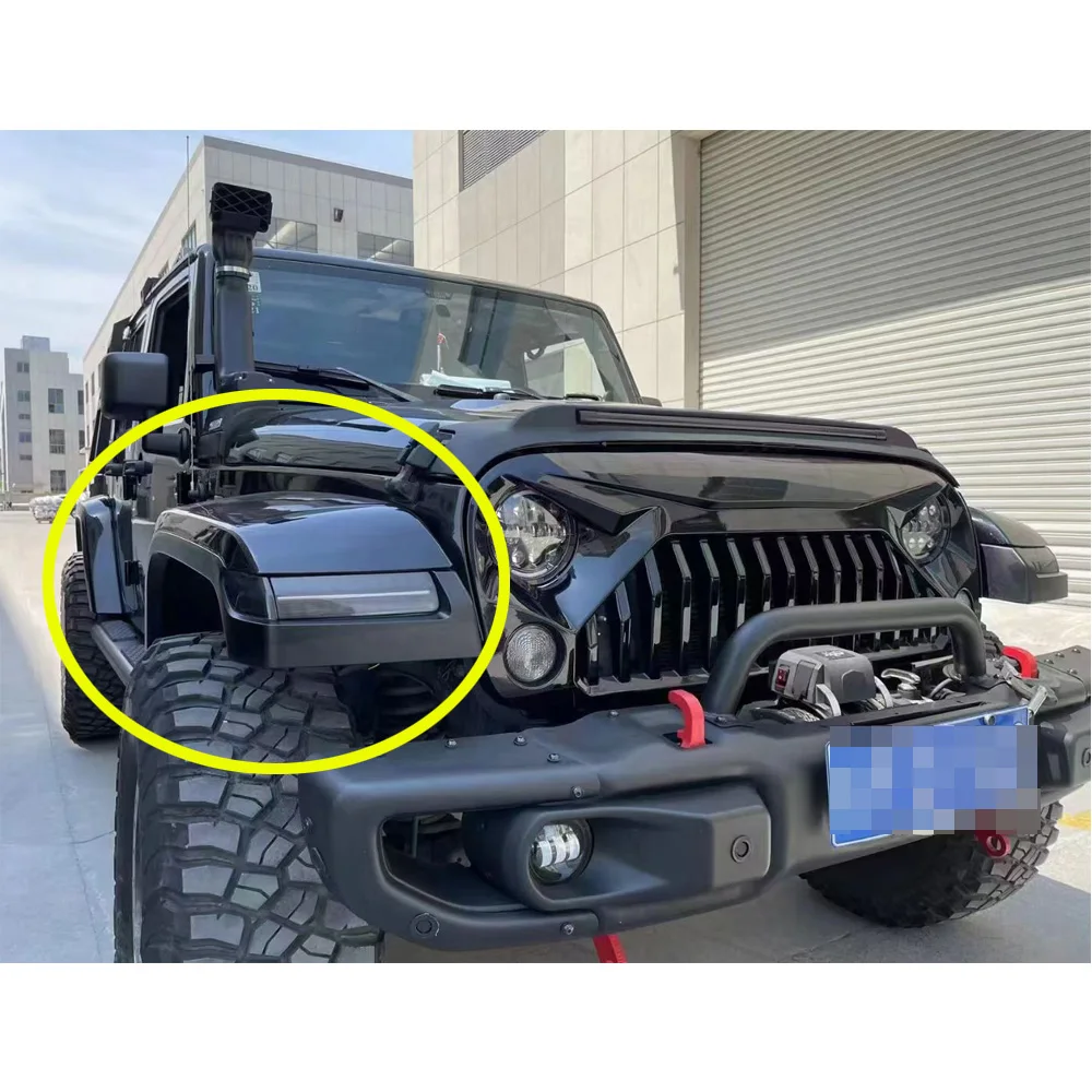 

J374-2 Wheel Brow Front Fender Flare With Led Light Change JK To JL be Installed Independently For Jeep Wrangler JK 07+ LantSun