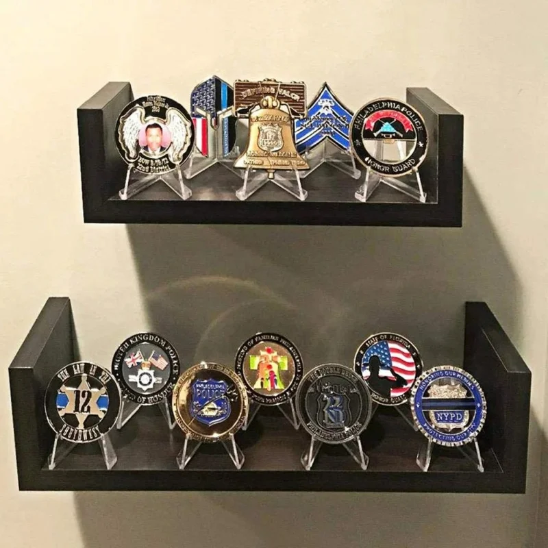 Coin Display Stand 10Pcs Clear Acrylic Holders Small Easel Rack Trading Card Toploaders Holder Clear Support For Kpop Idol Card