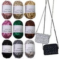 100g/Roll Metallic Cloth Fabric Yarn for DIY Bag Shoes Knitting Crocheting Flat Imitation Leather Shiny T-Shirt Yarn Thread 1