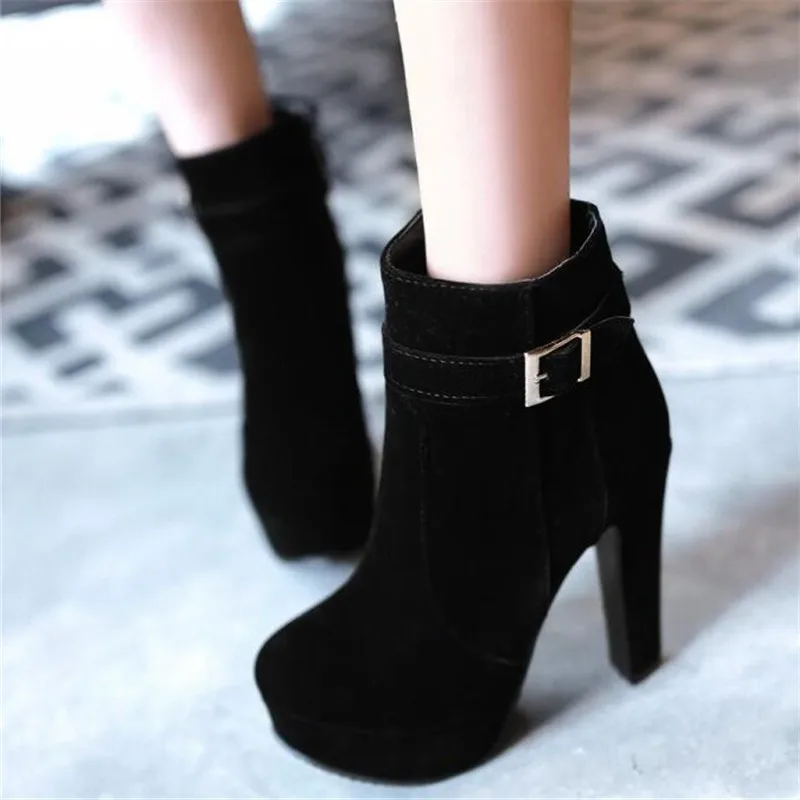Promotion winter New pattern fashion woman High-heeled Short boots Minimalism temperament women boots plus size 34-43