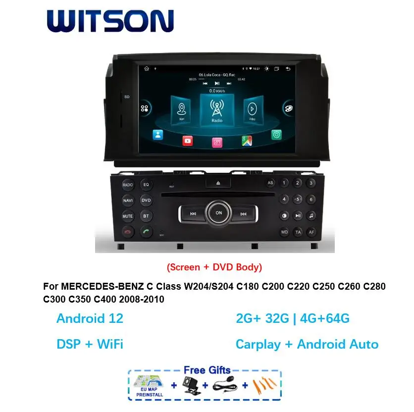 

WITSON Android 12 Auto Stereo for MERCEDES BENZ C Class W204 S204 C180 C200 C220 C250 C350 2008 Carplay GPS Navi Car Multimedia