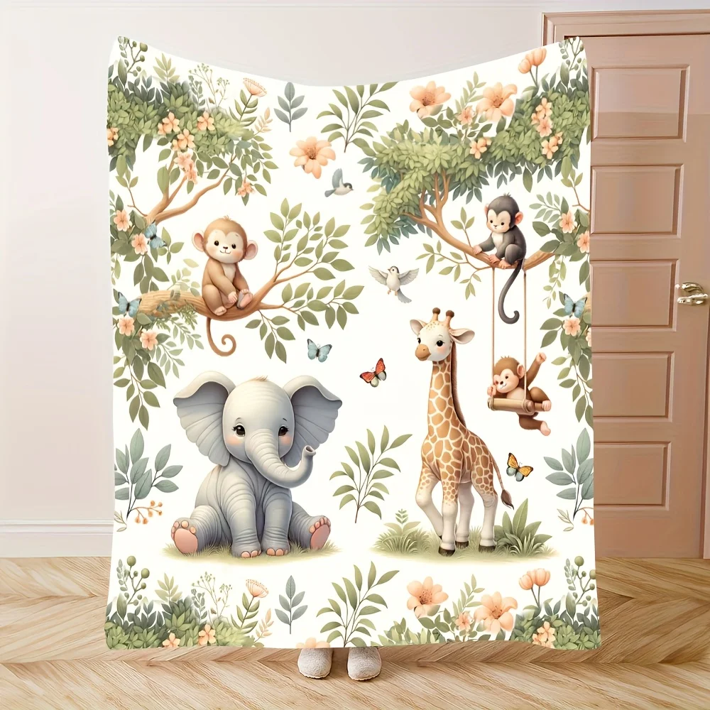 Jungle Animal Friends Flannel Blanket 3