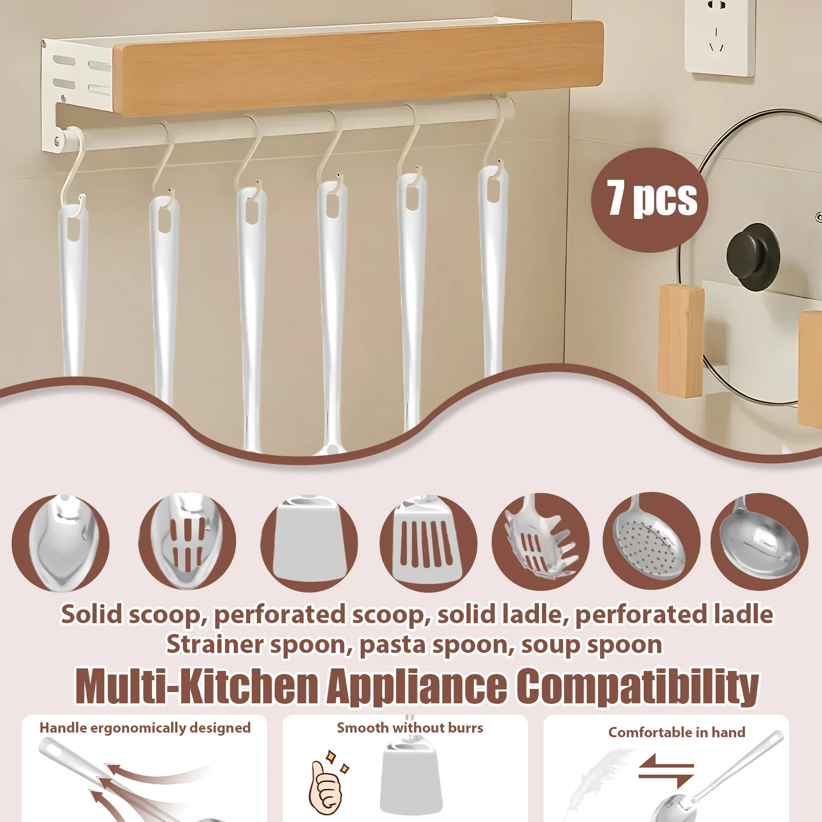 4/6/7 Pcs Cooking Utensils Set Stainless Steel Kitchen Utensils Set Rustproof Kitchenware for Restaurant and Kitchen Accessories