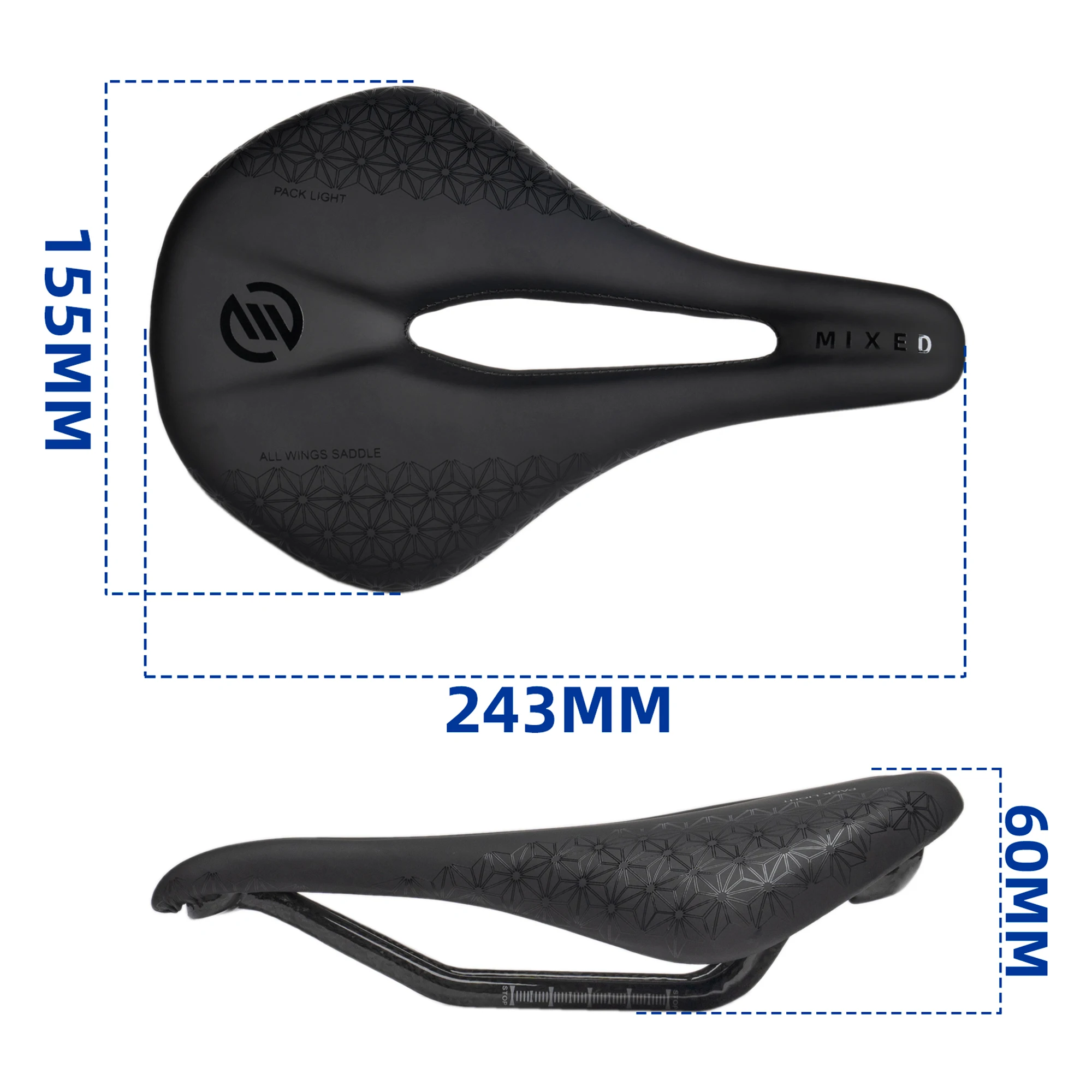 MIXED 6D Cycling Carbon Saddles 155mm Road Mountain Bicycle Seats
