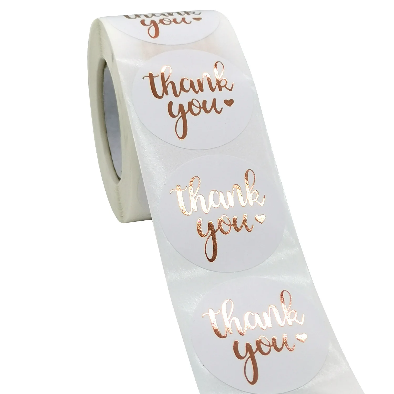 Thank you stickers arranged in a flat lay