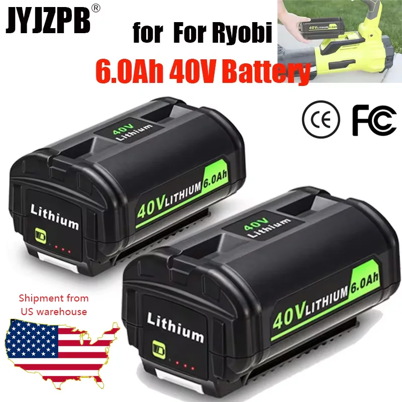 For Ryobi 40V Li-ion Battery For OP40401 OP4050A OP4050