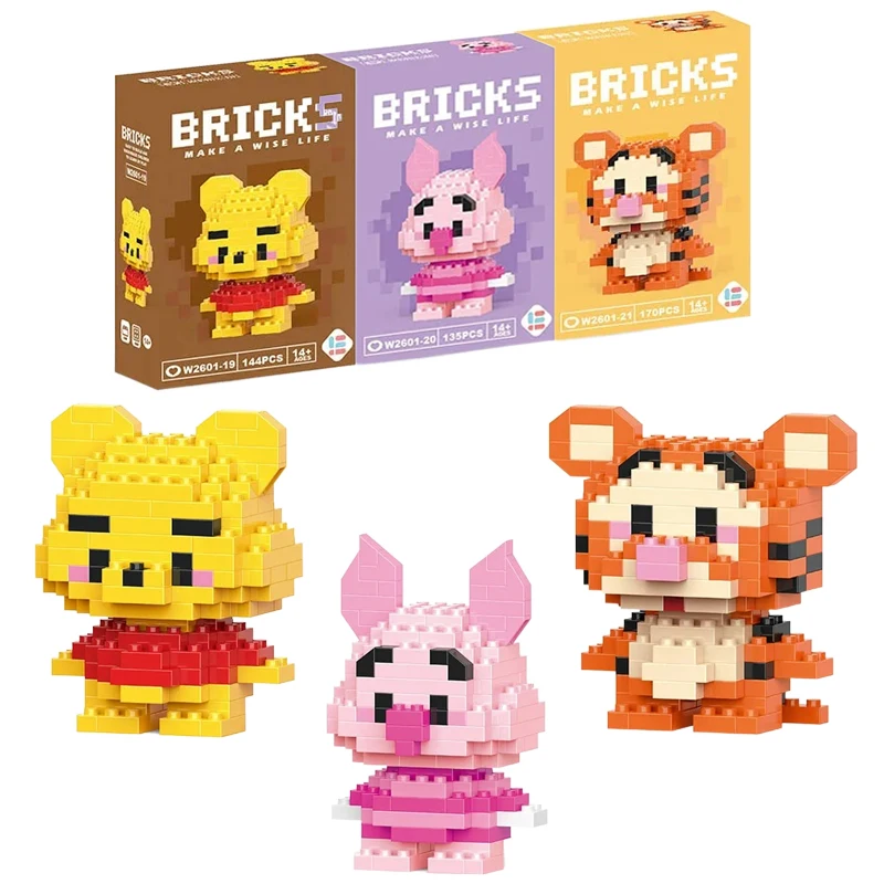 

Disney Pooh Bear Toy Building Blocks Lega Disney Blocks Cartoon Character Assembled Model building block Toys Birthday Gifts