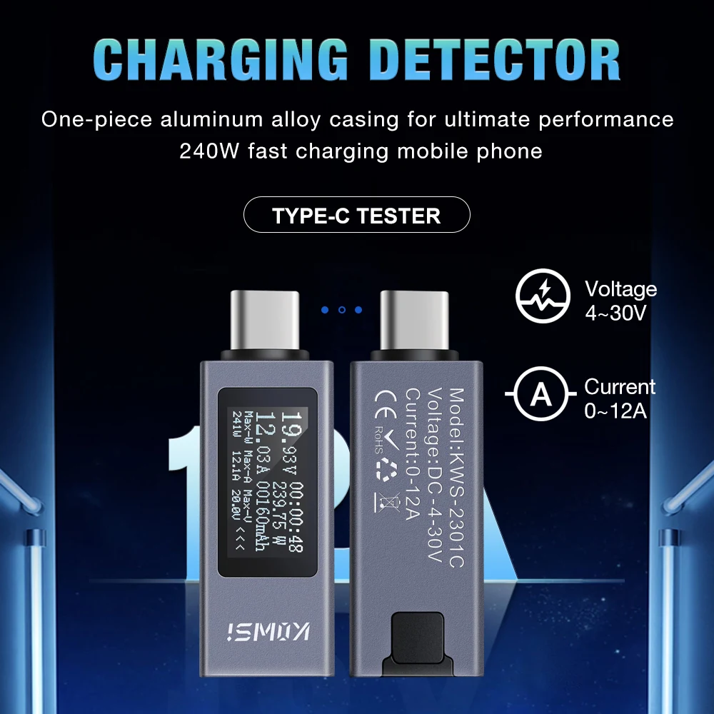 Type-C Charger Tester DC 4-30V 12A