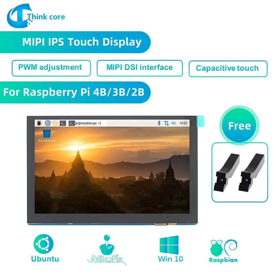 

5 inch MIPI DSI Capacitive Touch IPS Screen 800*480 15pin 1.0mm PWM IPS Display For Raspberry Pi 4B 3B 2B Ubuntu Win10 loT