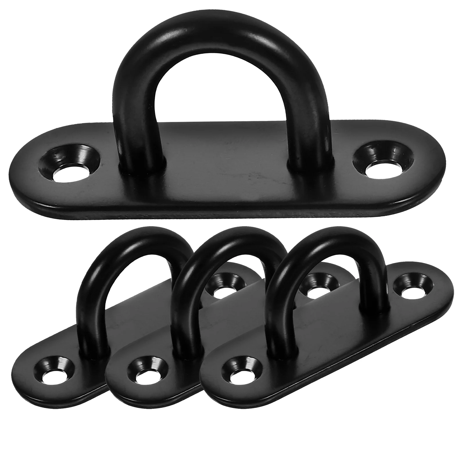 Black Hooks for Hanging Pad Eyes Plate Stainless Steel Ceiling Fixed Heavy Duty Wall Mounted 4 Pcs, stainless steel hooks