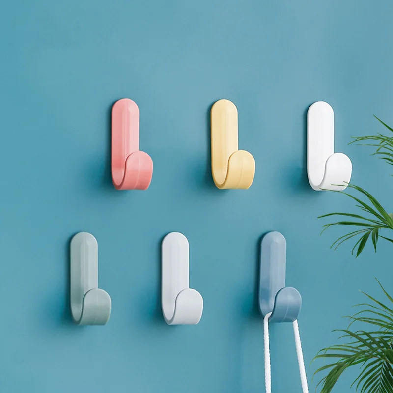 Self-Adhesive Wall Hooks - 5PCS Heavy Duty Key Holders, Colorful Plastic Hooks For Coats, Towels, Backpacks - View #5