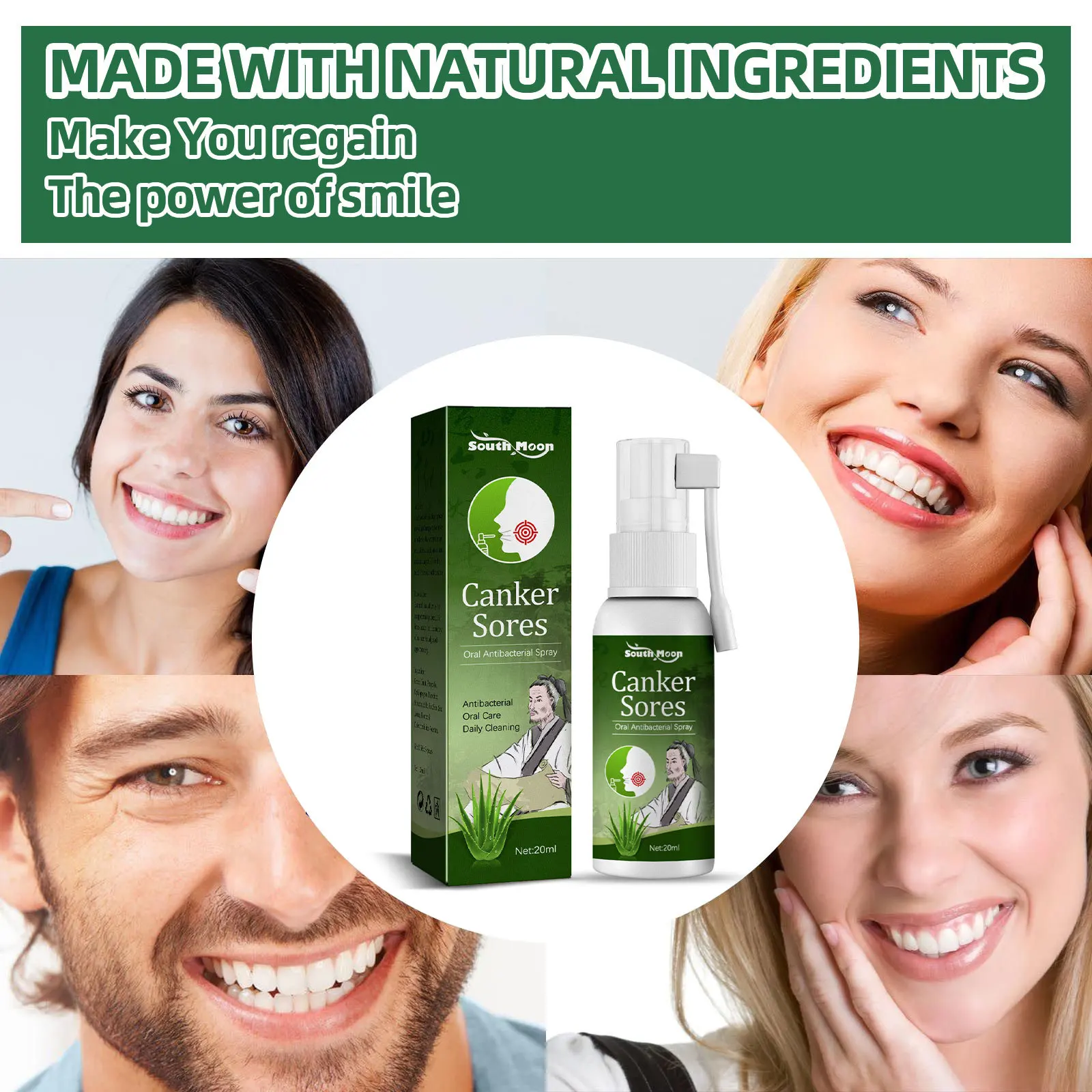 Oral Ulcer Spray 20ml herbal oral spray Canker Sores Swelling in The Gum Fresh Breath and Mouth Ulcer Care Spray Belleza Y Salud Oral Care