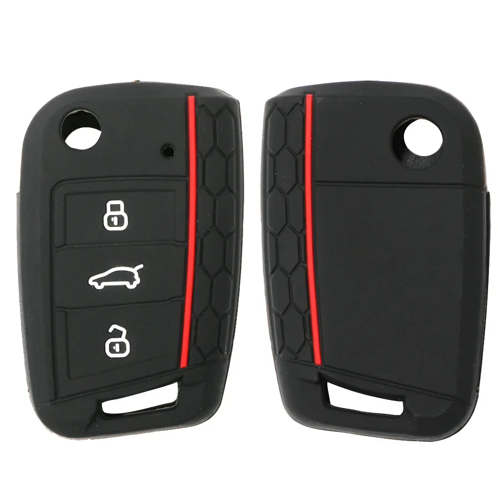 3 Button Car Key Cover Silicone Case For VW Golf 7 GTI POLO T-Roc T-Cross Touran Skoda Tiguan Octavia Kodiaq Rapid Fabia Seat key case cover key case car key shell